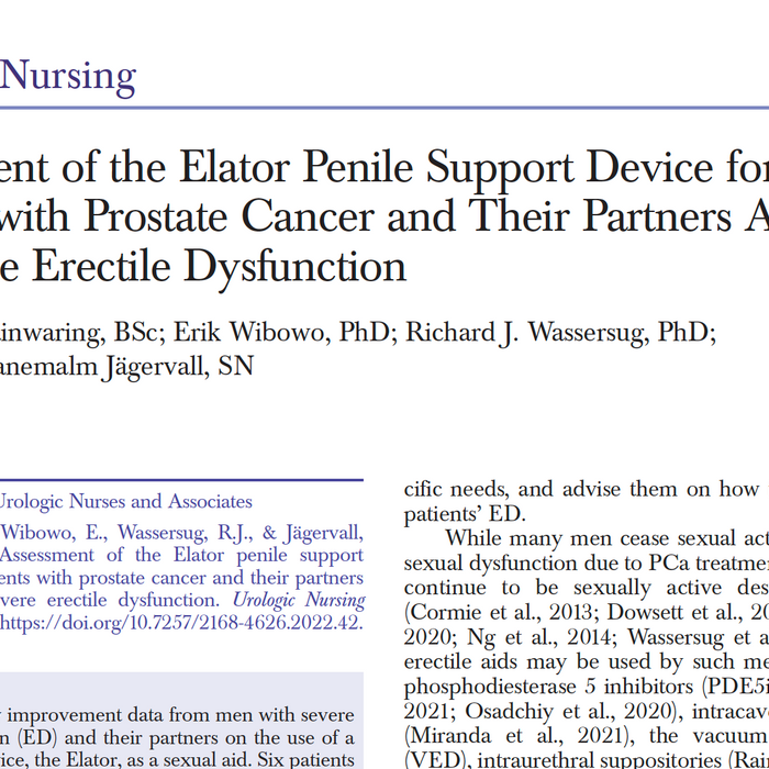 Assessment of the Elator Penile Support Device for Patients with Prostate Cancer and Their Partners Affected by Severe Erectile Dysfunction
