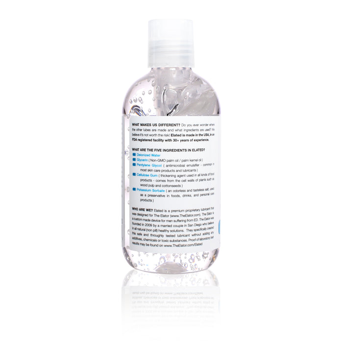 8 Ounce ELATED Bottle of Premium Water-Based Gel Lubricant T.E. Inc 8 Ounce ELATED Bottle of Premium Water-Based Gel Lubricant T.E. Inc
